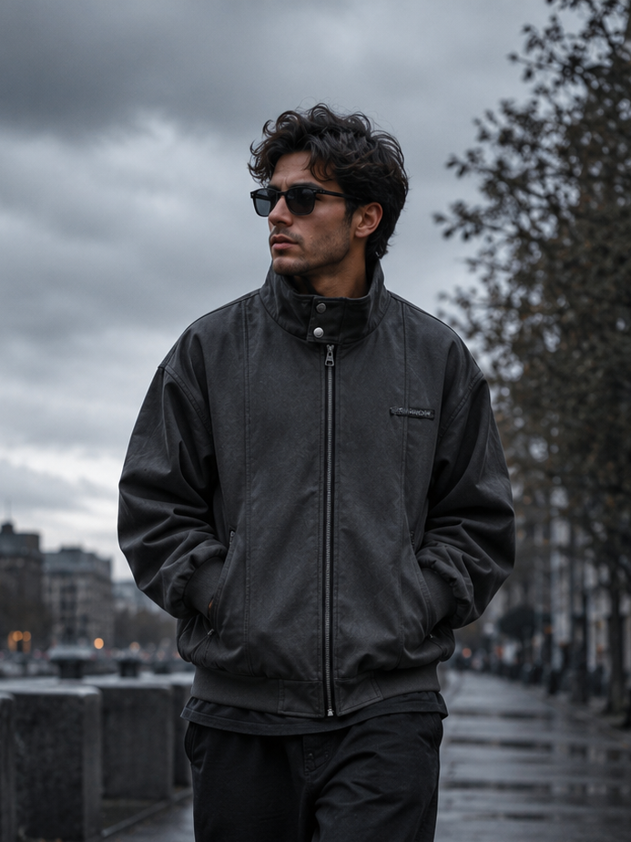Men's Plus Size Zip Up Long Sleeve Jacket