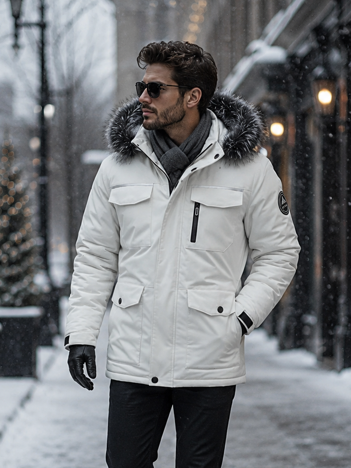 Men's Plus Size Fur Hooded Winter Parka Coat