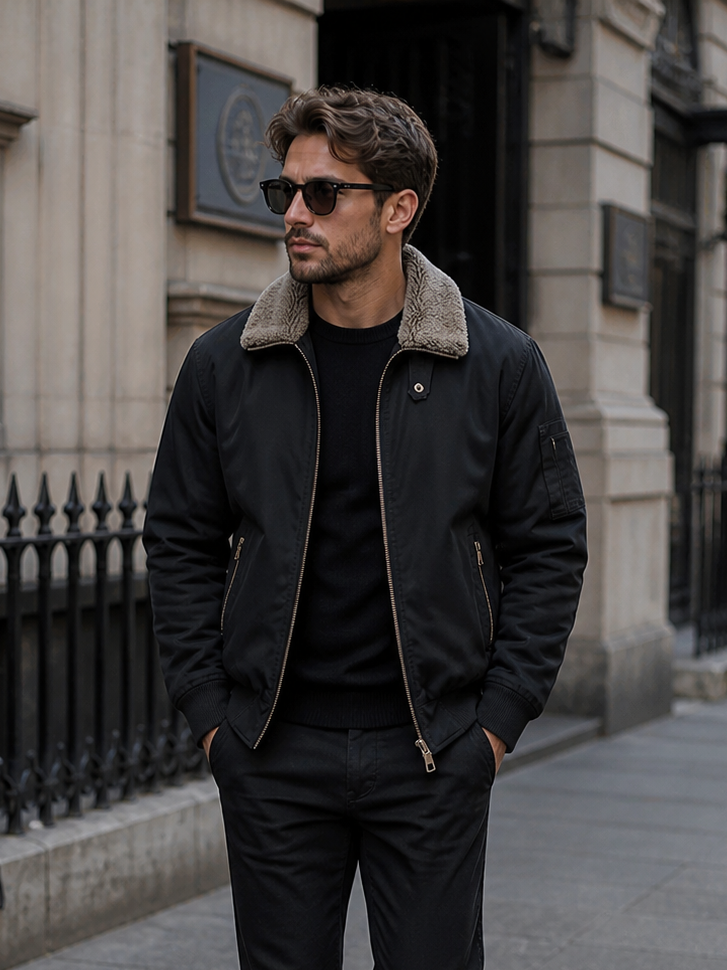 Men's Plus Size Sherpa Lined Zip Up Jacket