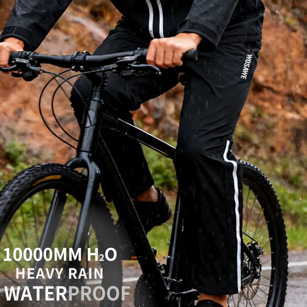 Wosawe calças de ciclismo à prova de chuva ao ar livre caminhadas viagem calças de pesca ultraleve à prova de vento zíper lateral calças de chuva
